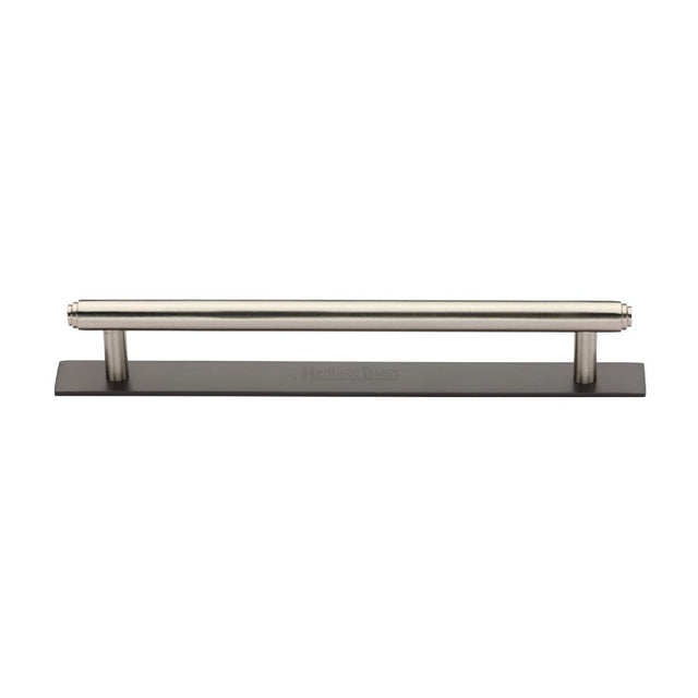 This is an image of a Heritage Brass - Cabinet Pull Step Design with Plate 160mm CTC Matt Bronze/Satin, pl4410-160-bsn that is available to order from Trade Door Handles in Kendal.