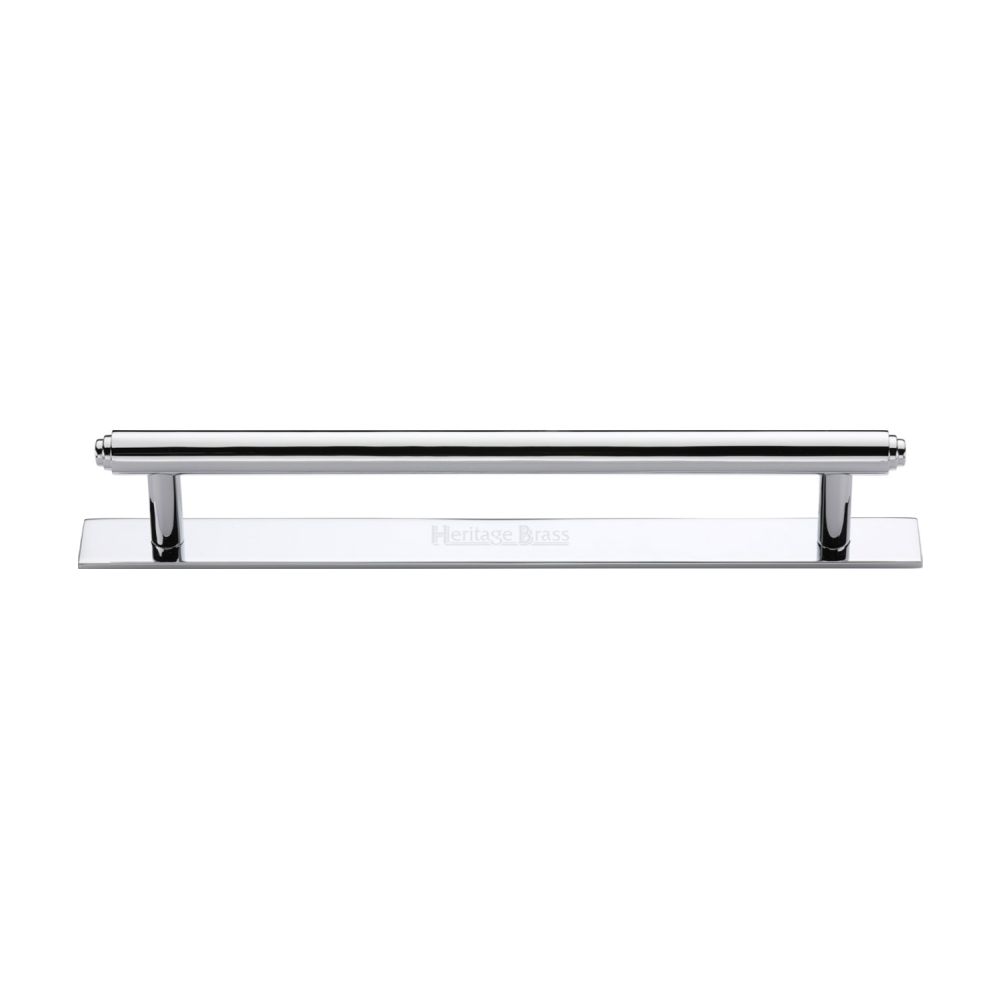 This is an image of a Heritage Brass - Cabinet Pull Step Design with Plate 160mm CTC Polished Chrome Finis, pl4410-160-pc that is available to order from Trade Door Handles in Kendal.