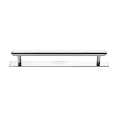 This is an image of a Heritage Brass - Cabinet Pull Step Design with Plate 160mm CTC Polished Chrome Finis, pl4410-160-pc that is available to order from Trade Door Handles in Kendal.