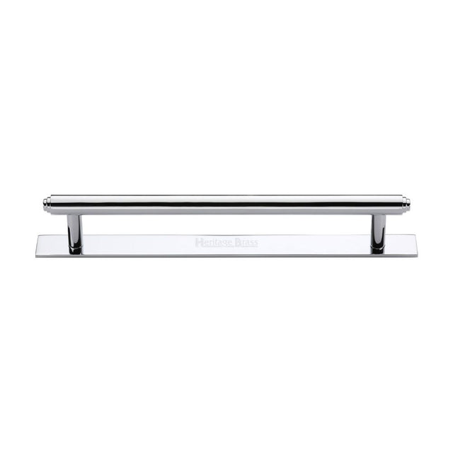 This is an image of a Heritage Brass - Cabinet Pull Step Design with Plate 160mm CTC Polished Chrome Finis, pl4410-160-pc that is available to order from Trade Door Handles in Kendal.