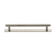 This is an image of a Heritage Brass - Cabinet Pull Step Design with Plate 160mm CTC Satin Nickel Finis, pl4410-160-sn that is available to order from Trade Door Handles in Kendal.