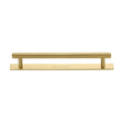 This is an image of a Heritage Brass - Cabinet Pull Knurled Design with Plate 160mm CTC Satin Brass Fin, pl4458-160-sb that is available to order from Trade Door Handles in Kendal.