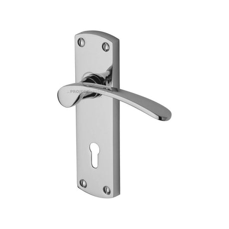 This is an image of a Project Hardware - Door Handle Lever Lock Luca Design Polished Chrome Finish, pr400-pc that is available to order from Trade Door Handles in Kendal.