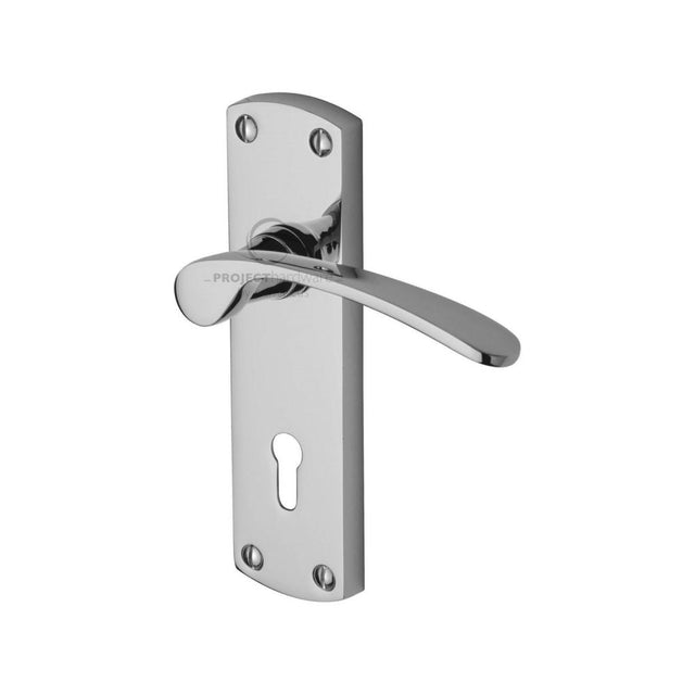 This is an image of a Project Hardware - Door Handle Lever Lock Luca Design Polished Chrome Finish, pr400-pc that is available to order from Trade Door Handles in Kendal.