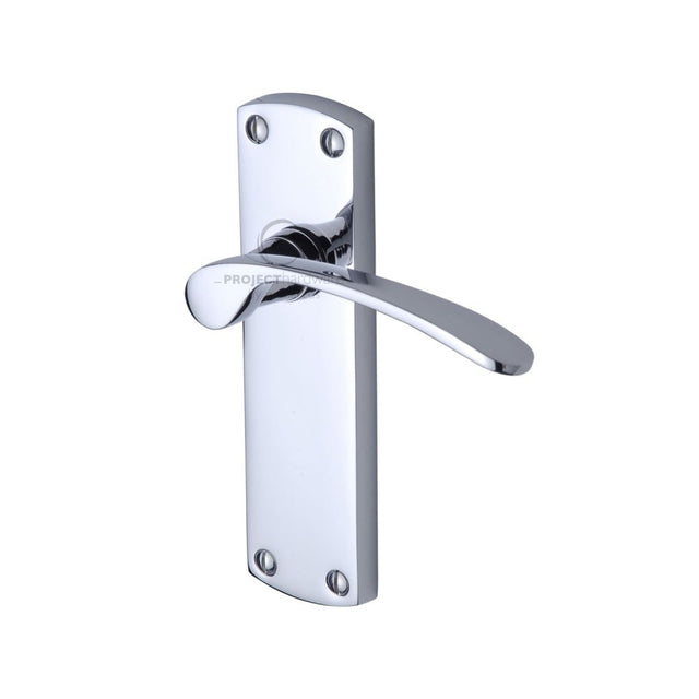 This is an image of a Project Hardware - Door Handle Lever Latch Luca Design Polished Chrome Finish, pr410-pc that is available to order from Trade Door Handles in Kendal.