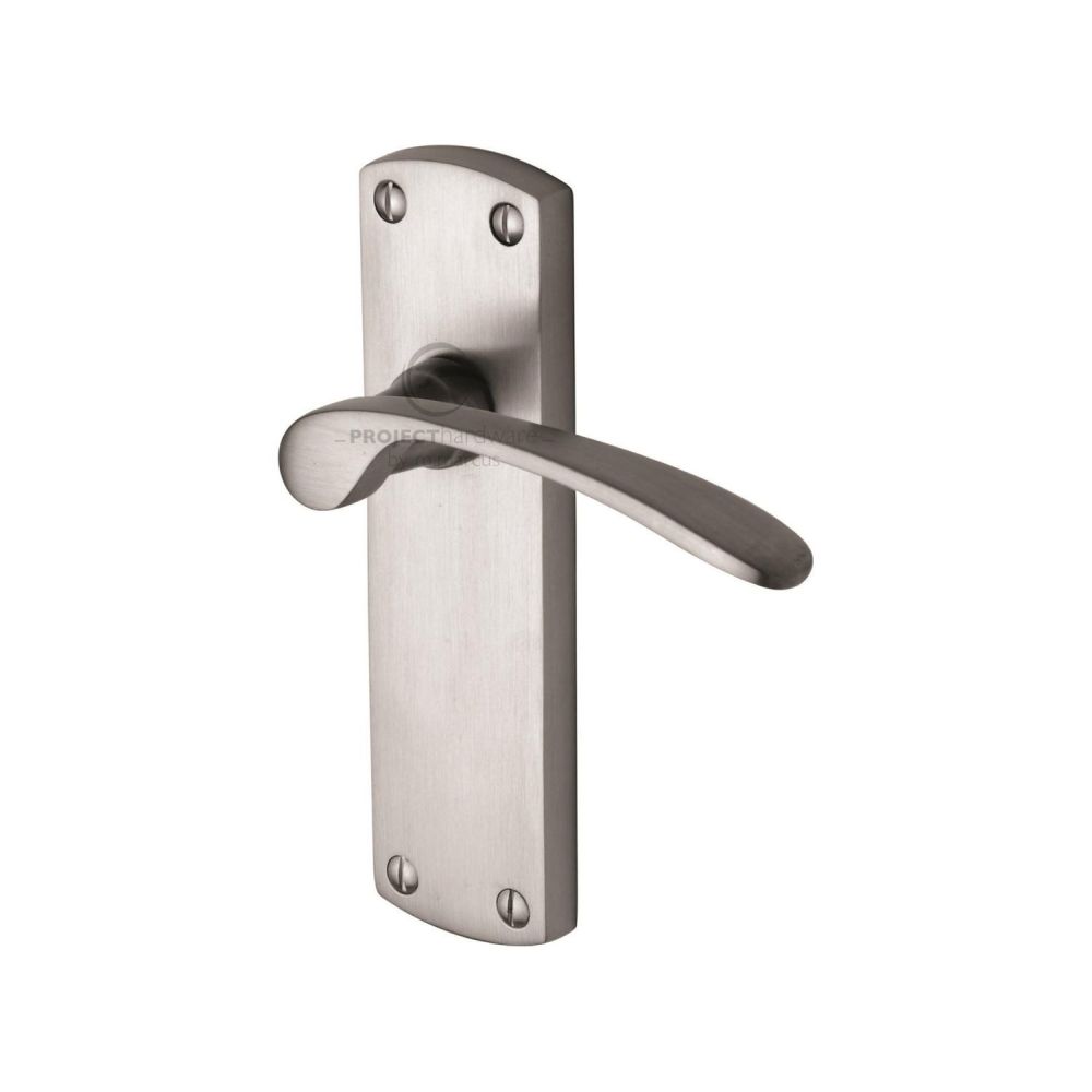 This is an image of a Project Hardware - Door Handle Lever Latch Luca Design Satin Chrome Finish, pr410-sc that is available to order from Trade Door Handles in Kendal.