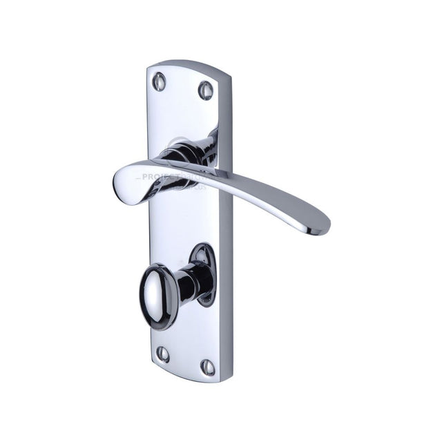 This is an image of a Project Hardware - Door Handle for Bathroom Luca Design Polished Chrome Finish, pr420-pc that is available to order from Trade Door Handles in Kendal.