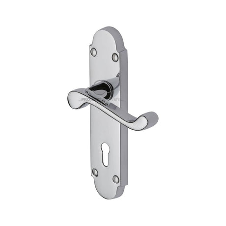 This is an image of a Project Hardware - Door Handle Lever Lock Milton Design Polished Chrome Finish, pr500-pc that is available to order from Trade Door Handles in Kendal.