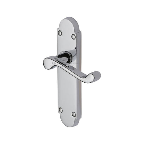 This is an image of a Project Hardware - Door Handle Lever Latch Milton Design Polished Chrome Finish, pr510-pc that is available to order from Trade Door Handles in Kendal.