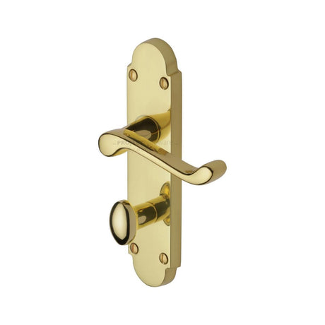 This is an image of a Project Hardware - Door Handle for Bathroom Milton Design Polished Brass Finish, pr520-pb that is available to order from Trade Door Handles in Kendal.