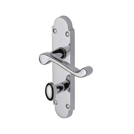 This is an image of a Project Hardware - Door Handle for Bathroom Milton Design Polished Chrome Finish, pr520-pc that is available to order from Trade Door Handles in Kendal.