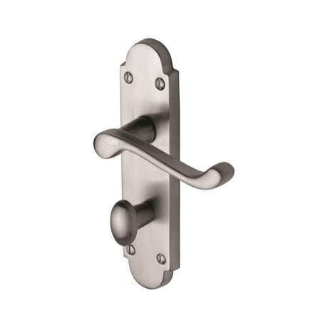 This is an image of a Project Hardware - Door Handle for Bathroom Milton Design Satin Chrome Finish, pr520-sc that is available to order from Trade Door Handles in Kendal.