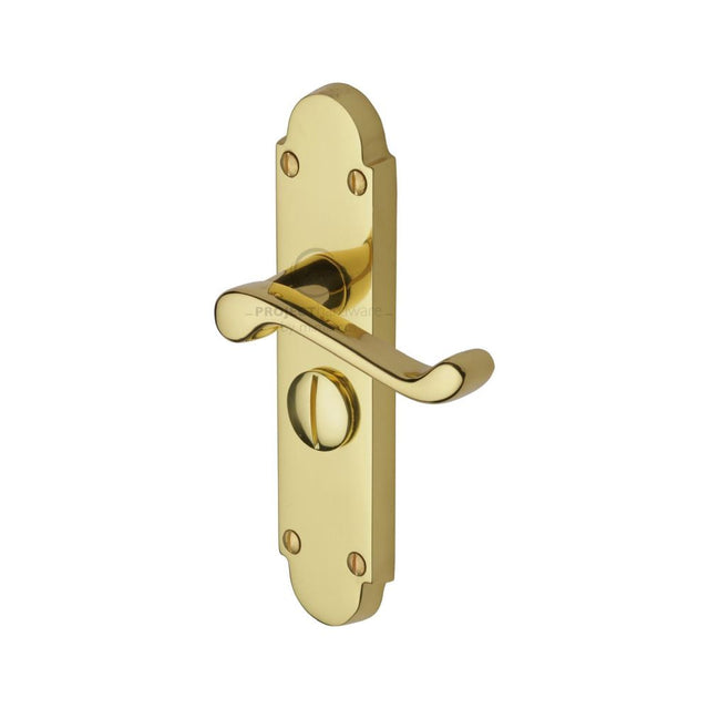 This is an image of a Project Hardware - Door Handle for Privacy Set Milton Short Design Polished Brass Fi, pr525-pb that is available to order from Trade Door Handles in Kendal.