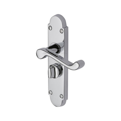 This is an image of a Project Hardware - Door Handle for Privacy Set Milton Short Design Polished Chrome F, pr525-pc that is available to order from Trade Door Handles in Kendal.