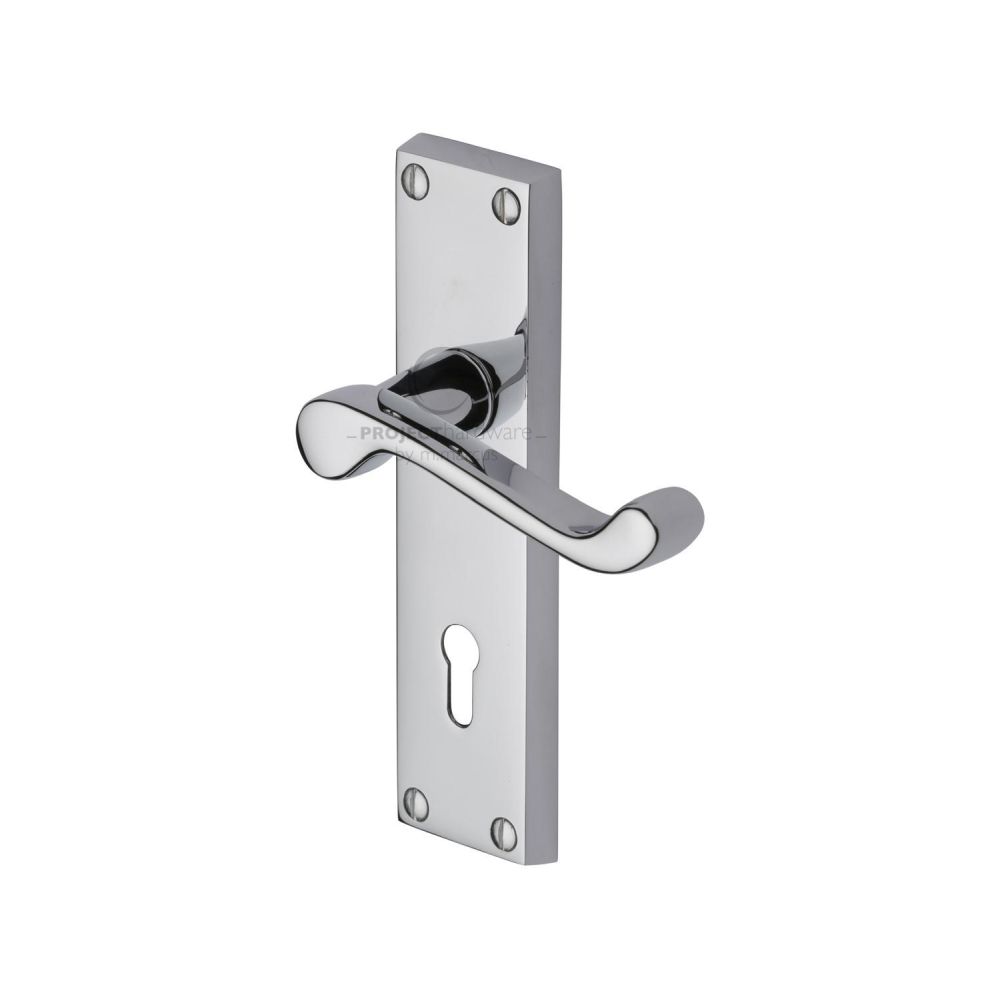 This is an image of a Project Hardware - Door Handle Lever Lock Malvern Design Polished Chrome Finish, pr600-pc that is available to order from Trade Door Handles in Kendal.