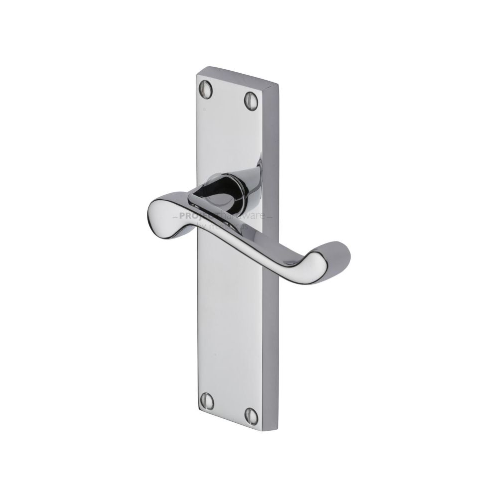 This is an image of a Project Hardware - Door Handle Lever Latch Malvern Design Polished Chrome Finish, pr605-pc that is available to order from Trade Door Handles in Kendal.