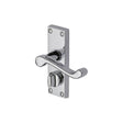 This is an image of a Project Hardware - Door Handle for Privacy Set Malvern Short Design Polished Chrome, pr625-pc that is available to order from Trade Door Handles in Kendal.