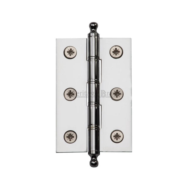 This is an image of a Heritage Brass - 3" x 2" Hinge with Finial Polished Chrome Finish, pr88-246-pc that is available to order from Trade Door Handles in Kendal.