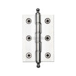 This is an image of a Heritage Brass - 3" x 2" Hinge with Finial Satin Chrome Finish, pr88-246-sc that is available to order from Trade Door Handles in Kendal.