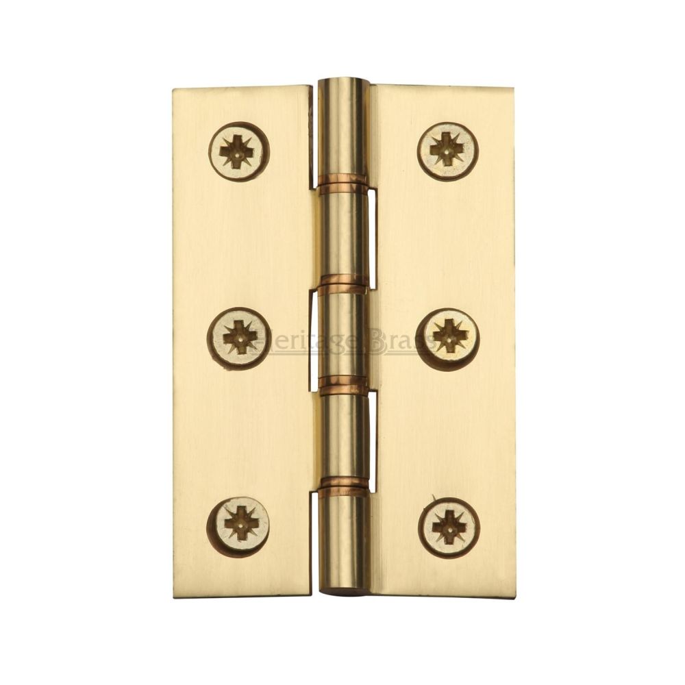 This is an image of a Heritage Brass - Hinge Brass with Phosphor Washers 3" x 2" Polished Brass Finish, pr88-400-pb that is available to order from Trade Door Handles in Kendal.