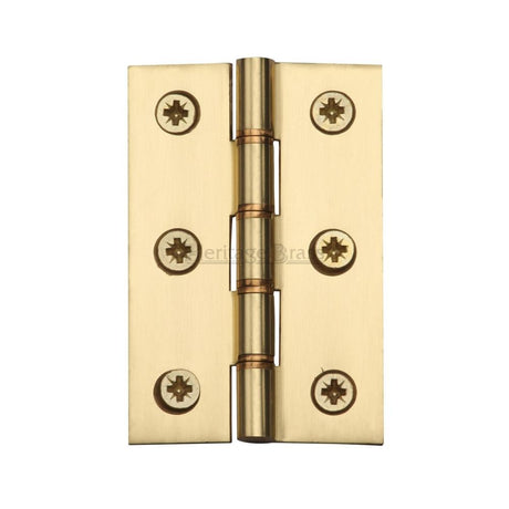 This is an image of a Heritage Brass - Hinge Brass with Phosphor Washers 3" x 2" Polished Brass Finish, pr88-400-pb that is available to order from Trade Door Handles in Kendal.