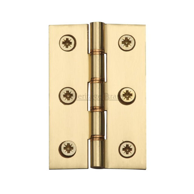 This is an image of a Heritage Brass - Hinge Brass with Phosphor Washers 3" x 2" Polished Brass Finish, pr88-400-pb that is available to order from Trade Door Handles in Kendal.