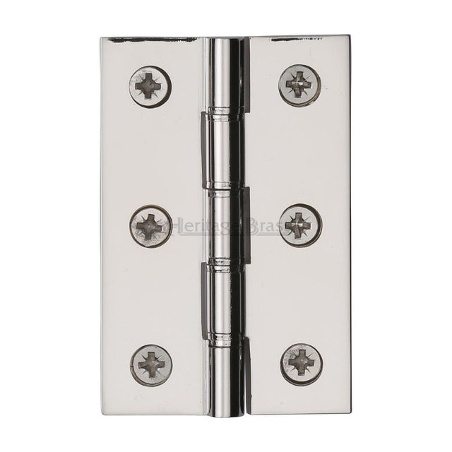 This is an image of a Heritage Brass - Hinge Brass with Phosphor Washers 3" x 2" Polished Nickel Finish, pr88-400-pnf that is available to order from Trade Door Handles in Kendal.