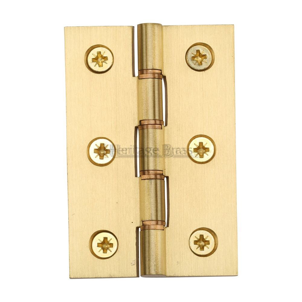 This is an image of a Heritage Brass - Hinge Brass with Phosphor Washers 3" x 2" Satin Brass Finish, pr88-400-sb that is available to order from Trade Door Handles in Kendal.