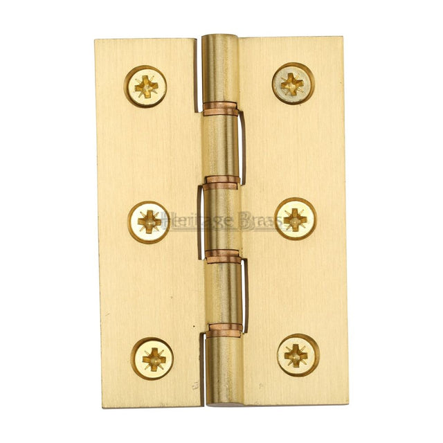 This is an image of a Heritage Brass - Hinge Brass with Phosphor Washers 3" x 2" Satin Brass Finish, pr88-400-sb that is available to order from Trade Door Handles in Kendal.