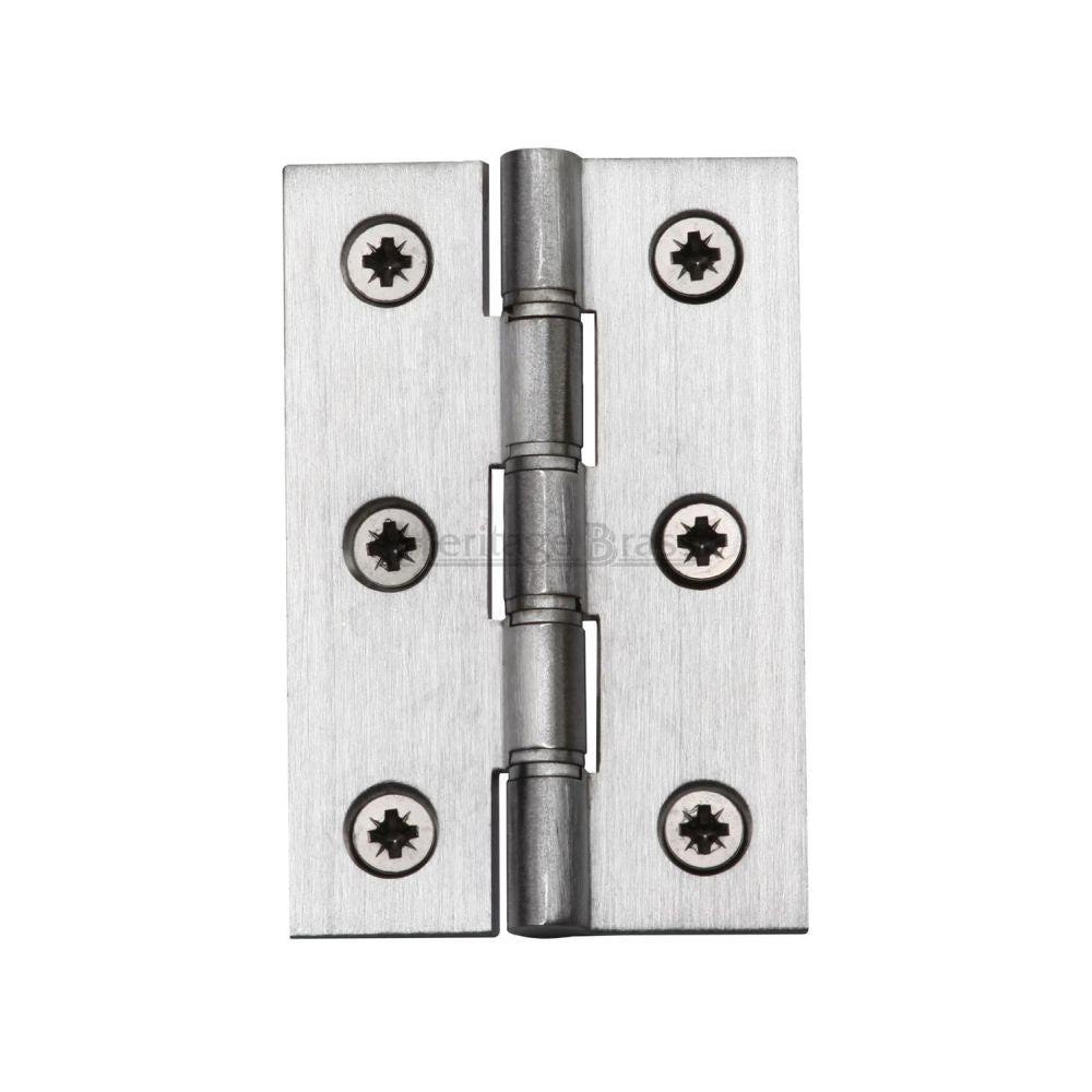 This is an image of a Heritage Brass - Hinge Brass with Phosphor Washers 3" x 2" Satin Chrome Finish, pr88-400-sc that is available to order from Trade Door Handles in Kendal.