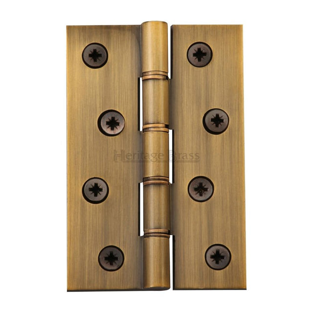 This is an image of a Heritage Brass - Hinge Brass with Phosphor Washers 4" x 2 5/8" Antique Brass Finish, pr88-405-at that is available to order from Trade Door Handles in Kendal.