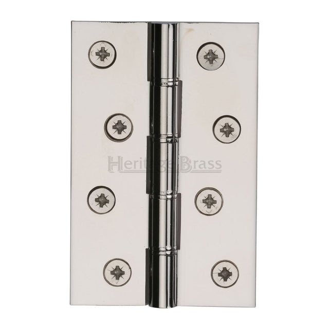 This is an image of a Heritage Brass - Hinge Brass with Phosphor Washers 4" x 2 5/8" Polished Nickel Finis, pr88-405-pnf that is available to order from Trade Door Handles in Kendal.