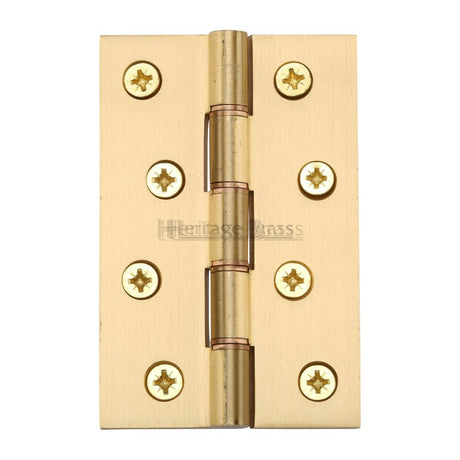 This is an image of a Heritage Brass - Hinge Brass with Phosphor Washers 4" x 2 5/8" Satin Brass Finish, pr88-405-sb that is available to order from Trade Door Handles in Kendal.
