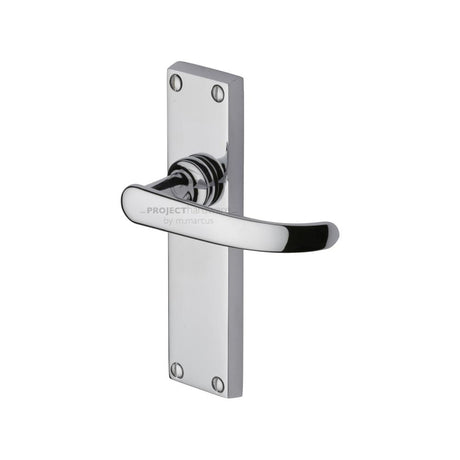 This is an image of a Project Hardware - Door Handle Lever Latch Avon Design Polished Chrome Finish, pr905-pc that is available to order from Trade Door Handles in Kendal.