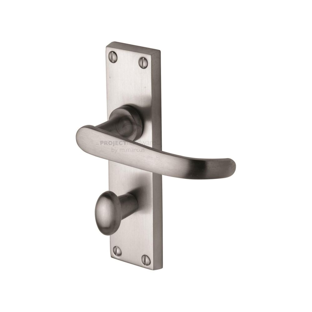 This is an image of a Project Hardware - Door Handle for Bathroom Avon Design Satin Chrome Finish, pr920-sc that is available to order from Trade Door Handles in Kendal.