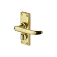 This is an image of a Project Hardware - Door Handle for Privacy Set Avon Short Design Polished Brass Fini, pr925-pb that is available to order from Trade Door Handles in Kendal.