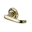 This is an image of a Project Hardware - Door Handle Lever Latch on Round Rose Avon Design Polished Brass, pr930-pb that is available to order from Trade Door Handles in Kendal.