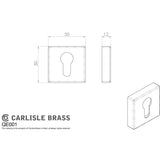 This image is a line drwaing of a Manital - Square Euro Profile Escutcheon - Satin Chrome available to order from Trade Door Handles in Kendal