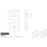 This image is a line drwaing of a Manital - Square Standard Turn and Release - Satin Chrome available to order from Trade Door Handles in Kendal