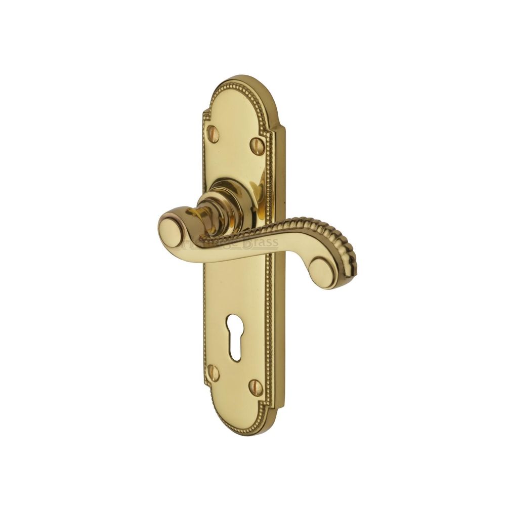 This is an image of a Heritage Brass - Door Handle Lever Lock Adam Design Polished Brass Finish, r750-pb that is available to order from Trade Door Handles in Kendal.