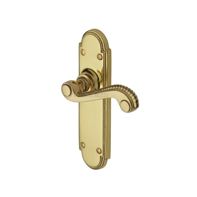 This is an image of a Heritage Brass - Door Handle Lever Latch Adam Design Polished Brass Finish, r760-pb that is available to order from Trade Door Handles in Kendal.