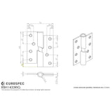 This image is a line drwaing of a Eurospec - Enduro Rising Butt Hinge R/H 102 x 76mm - SSS available to order from Trade Door Handles in Kendal