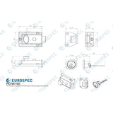 This image is a line drwaing of a Eurospec - Traditional Rim Cylinder Nightlatch - Green available to order from Trade Door Handles in Kendal