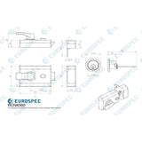 This image is a line drwaing of a Eurospec - Deadlocking Rim Cylinder Nightlatch 60mm - Satin Chrome available to order from Trade Door Handles in Kendal