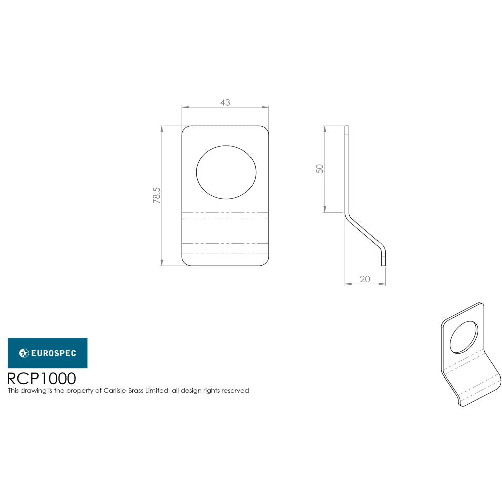 This image is a line drwaing of a Eurospec - Rim Cylinder Pull - Satin Stainless Steel available to order from Trade Door Handles in Kendal