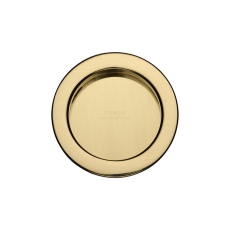 This is an image of a M.Marcus - SLD Round Flush Pull Pair Polished Brass, rd2322-pb that is available to order from Trade Door Handles in Kendal.