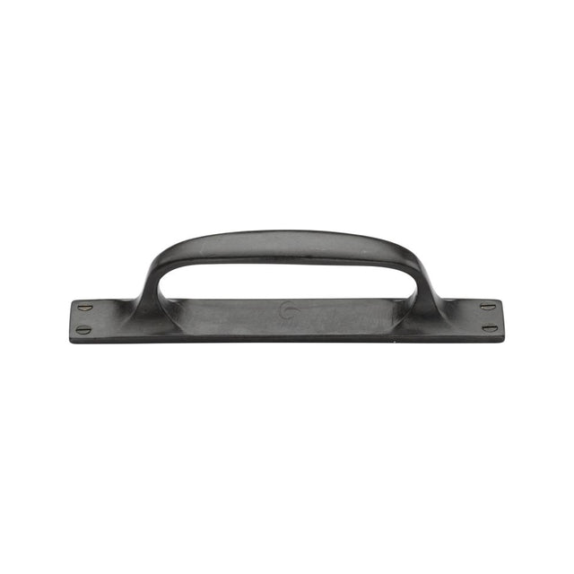 This is an image of a M.Marcus - Rustic Dark Bronze Cabinet Pull Handle On Plate 178mm, rdb1142-178 that is available to order from Trade Door Handles in Kendal.