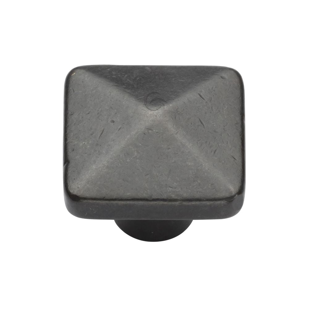 This is an image of a M.Marcus - Rustic Dark Bronze Cabinet Knob Square Pyramid Design 32mm, rdb390-32 that is available to order from Trade Door Handles in Kendal.