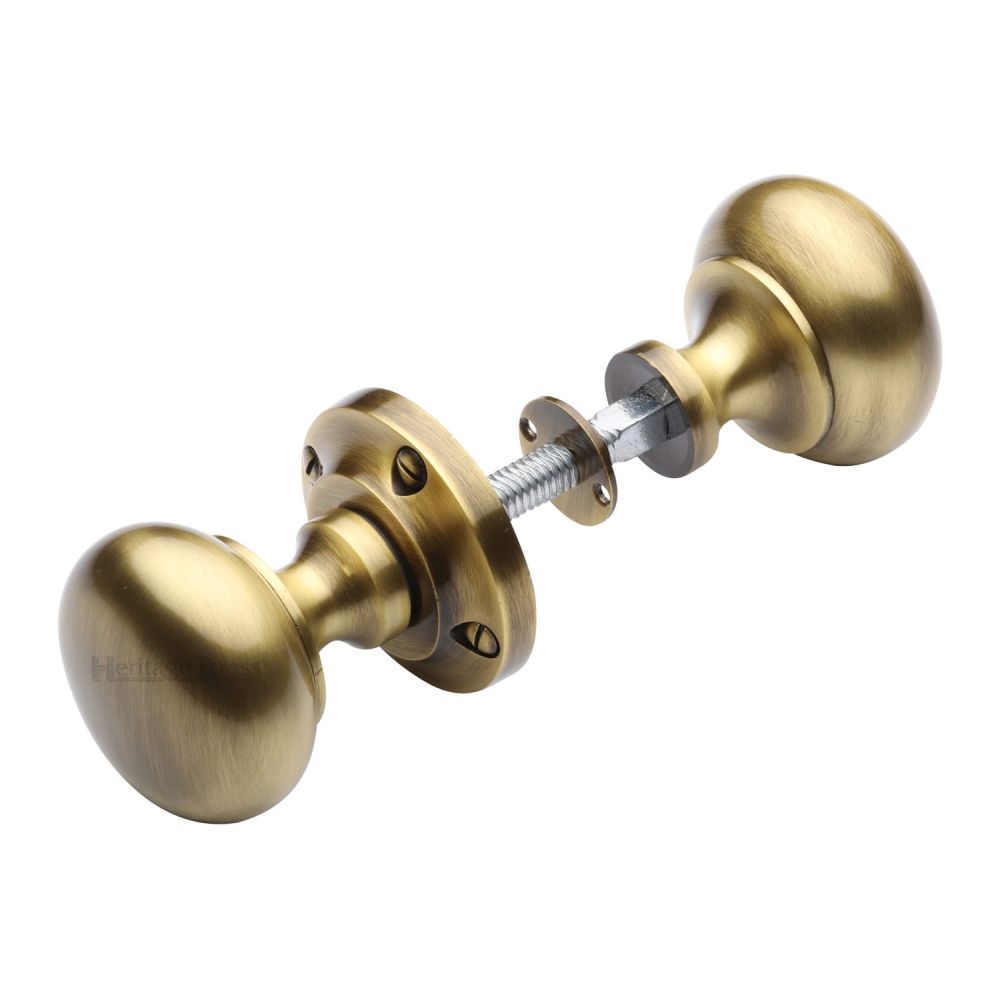 This is an image of a Heritage Brass - Victoria Rim Knob Antique Brass Finish, rim-v980-at that is available to order from Trade Door Handles in Kendal.