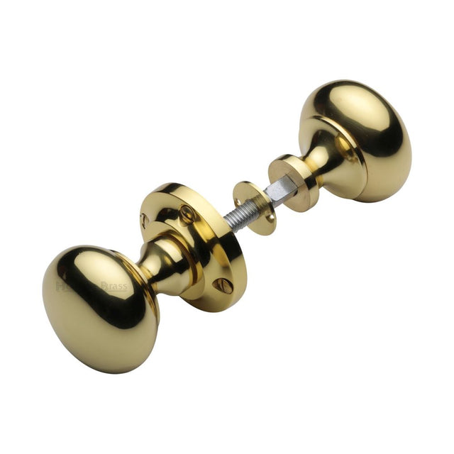 This is an image of a Heritage Brass - Victoria Rim Knob Polished Brass Finish, rim-v980-pb that is available to order from Trade Door Handles in Kendal.